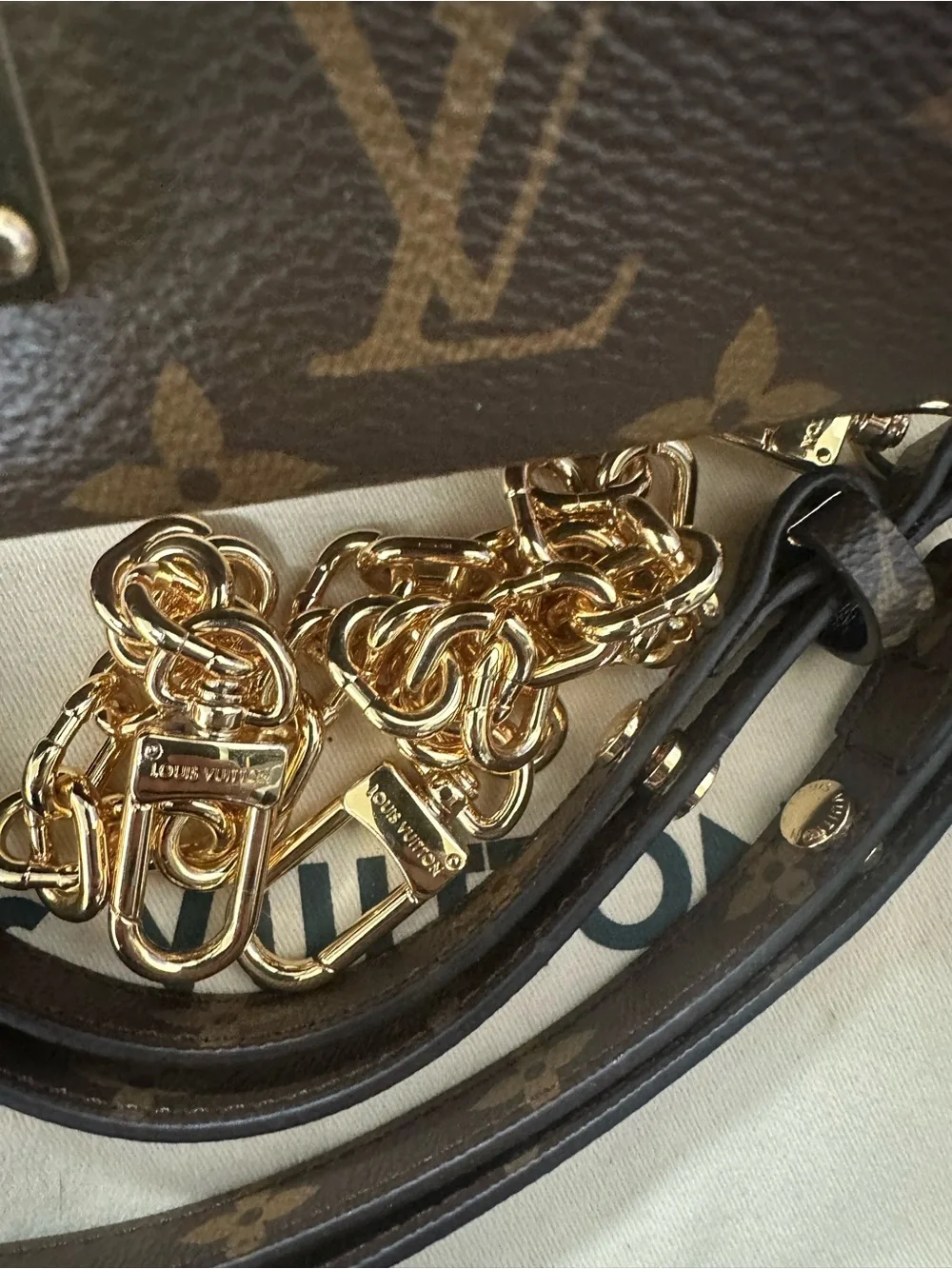Louis Vuitton Brown Monogram Pochette Métis with Gold Hardware